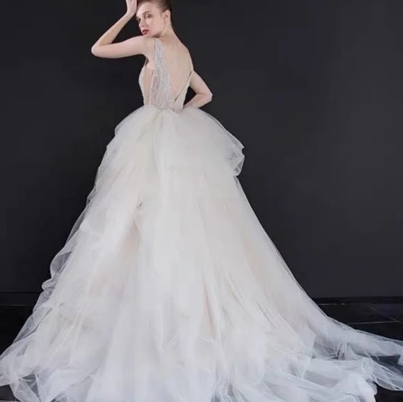 Sexy Luxury Wedding Dress Backless Sexy Pearl Beaded | Color: Cream | Size: 4 | Edleessfashion's Closet